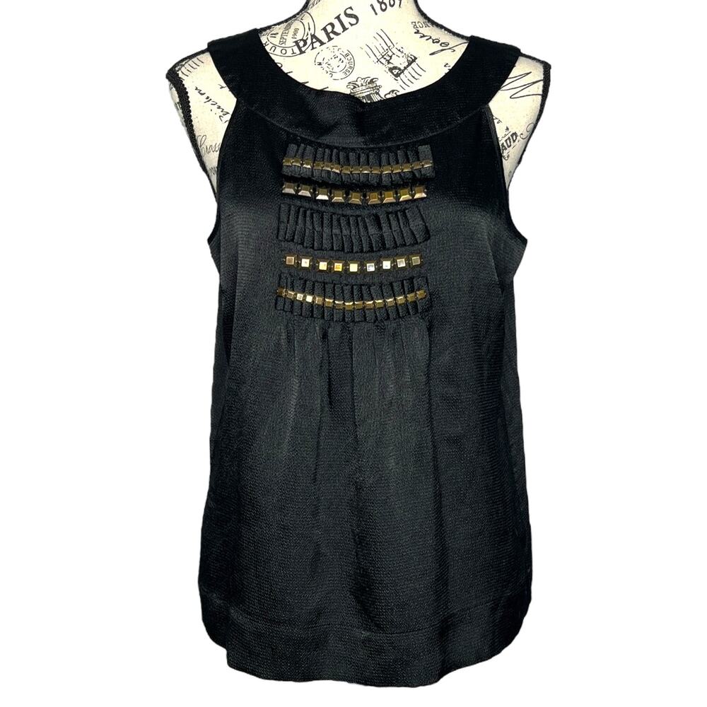 MICHAEL Michael Kors (M) Pleated Back Front Metal Detail Sleeveless Blouse Top